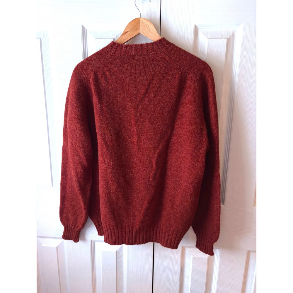 VTG 80's BROOKS BROTHERS Brooksgate Burnt Orange 100% Shetland Wool Sweater L - Picture 2 of 7